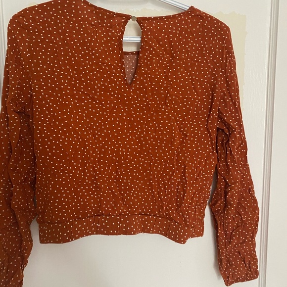 Dynamite rust polka dot top with knot detail - Picture 3 of 4